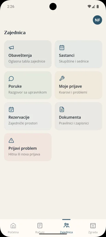 Ekran aplikacije: računi
